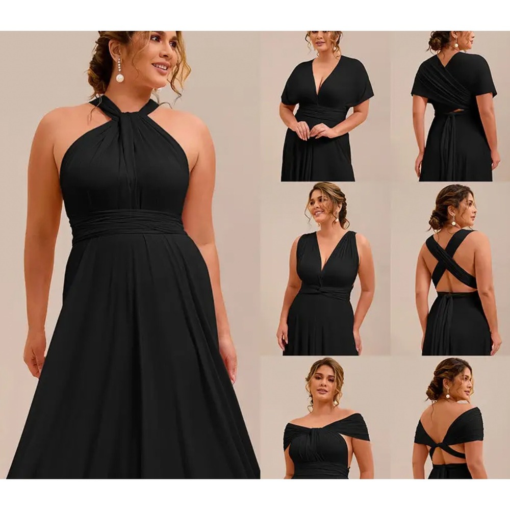 NWT 72 STYLES Infinity Multiway Formal Women One Size Black Wrap Maxi Dress